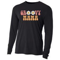 Retro Groovy Mama 70s Aesthetic 1970's Mother's Day Cooling Performance Long Sleeve Crew