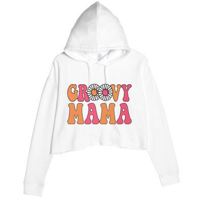 Retro Groovy Mama Matching Family 1st Birthday Party Crop Fleece Hoodie