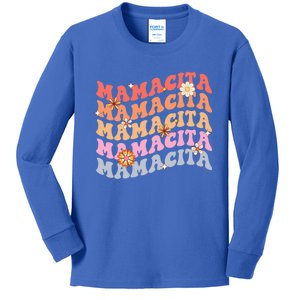 Retro Groovy Mamacita Cinco De Mayo Mexican Mom Fiesta Cool Gift Kids Long Sleeve Shirt