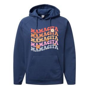 Retro Groovy Mamacita Cinco De Mayo Mexican Mom Fiesta Cool Gift Performance Fleece Hoodie