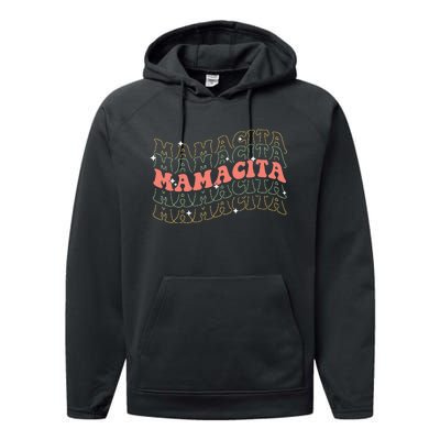 Retro Groovy Mamacita Mexican Mom Mothers Day Cinco De Mayo Performance Fleece Hoodie