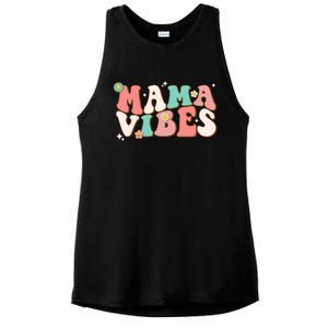 Retro Groovy Mama Vibes Mothers Day Hippie Mommy Trendy Cute Gift Ladies PosiCharge Tri-Blend Wicking Tank