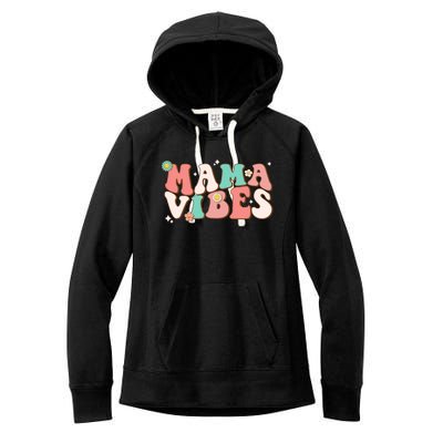 Retro Groovy Mama Vibes Mothers Day Hippie Mommy Trendy Cute Gift Women's Fleece Hoodie