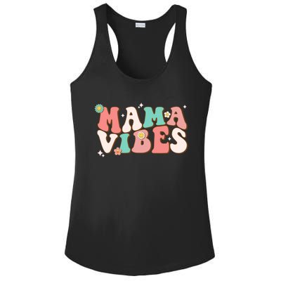 Retro Groovy Mama Vibes Mothers Day Hippie Mommy Trendy Cute Gift Ladies PosiCharge Competitor Racerback Tank