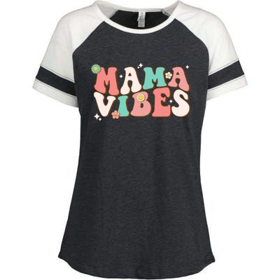 Retro Groovy Mama Vibes Mothers Day Hippie Mommy Trendy Cute Gift Enza Ladies Jersey Colorblock Tee