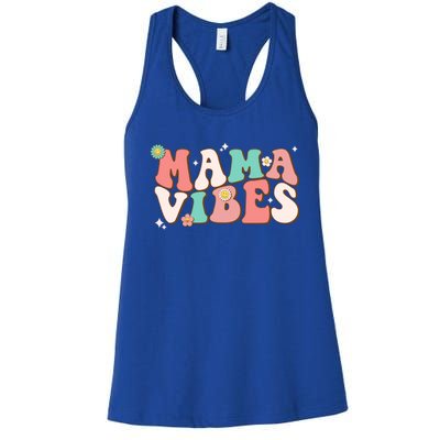 Retro Groovy Mama Vibes Mothers Day Hippie Mommy Trendy Cute Gift Women's Racerback Tank