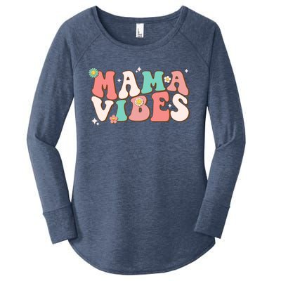 Retro Groovy Mama Vibes Mothers Day Hippie Mommy Trendy Cute Gift Women's Perfect Tri Tunic Long Sleeve Shirt