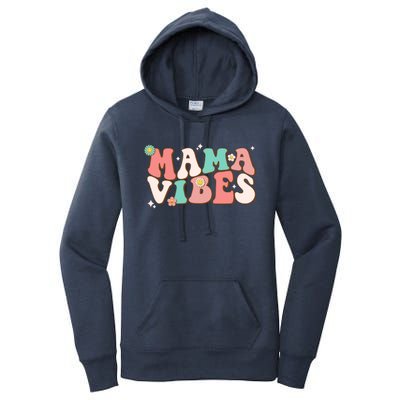 Retro Groovy Mama Vibes Mothers Day Hippie Mommy Trendy Cute Gift Women's Pullover Hoodie