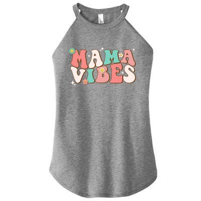 Retro Groovy Mama Vibes Mothers Day Hippie Mommy Trendy Cute Gift Women's Perfect Tri Rocker Tank