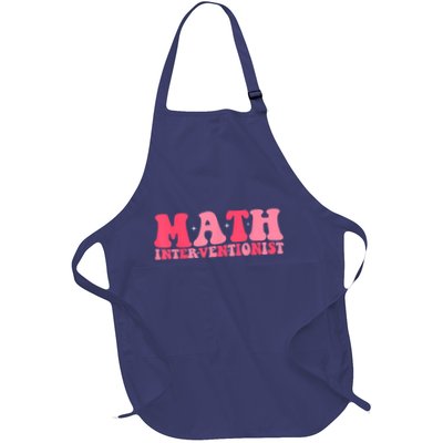 Retro Groovy Math Interventionist Teacher Math Intervention Full-Length Apron With Pockets