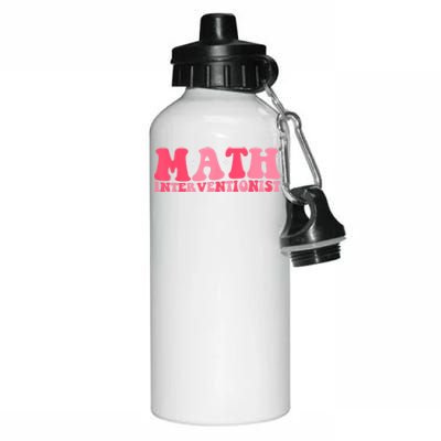 Retro Groovy Math Interventionist Teacher Math Intervention Aluminum Water Bottle 