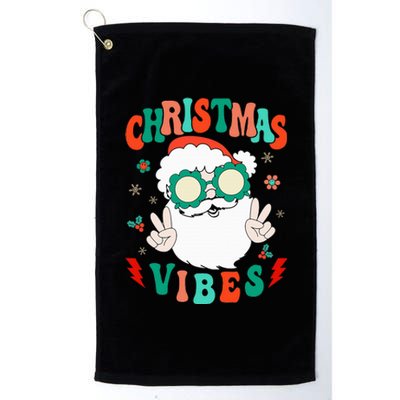 Retro Groovy Merry Christmas Vibes Funny Santa Claus Holiday Platinum Collection Golf Towel