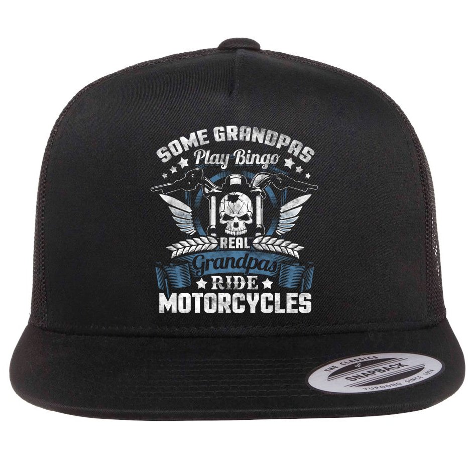 Real Grandpa Motorcycle Biker Gift Flat Bill Trucker Hat