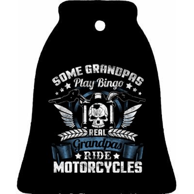 Real Grandpa Motorcycle Biker Gift Ceramic Bell Ornament