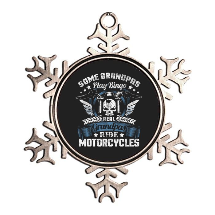 Real Grandpa Motorcycle Biker Gift Metallic Star Ornament