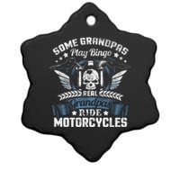 Real Grandpa Motorcycle Biker Gift Ceramic Star Ornament