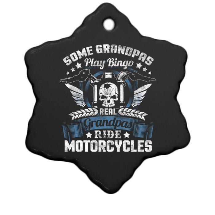 Real Grandpa Motorcycle Biker Gift Ceramic Star Ornament