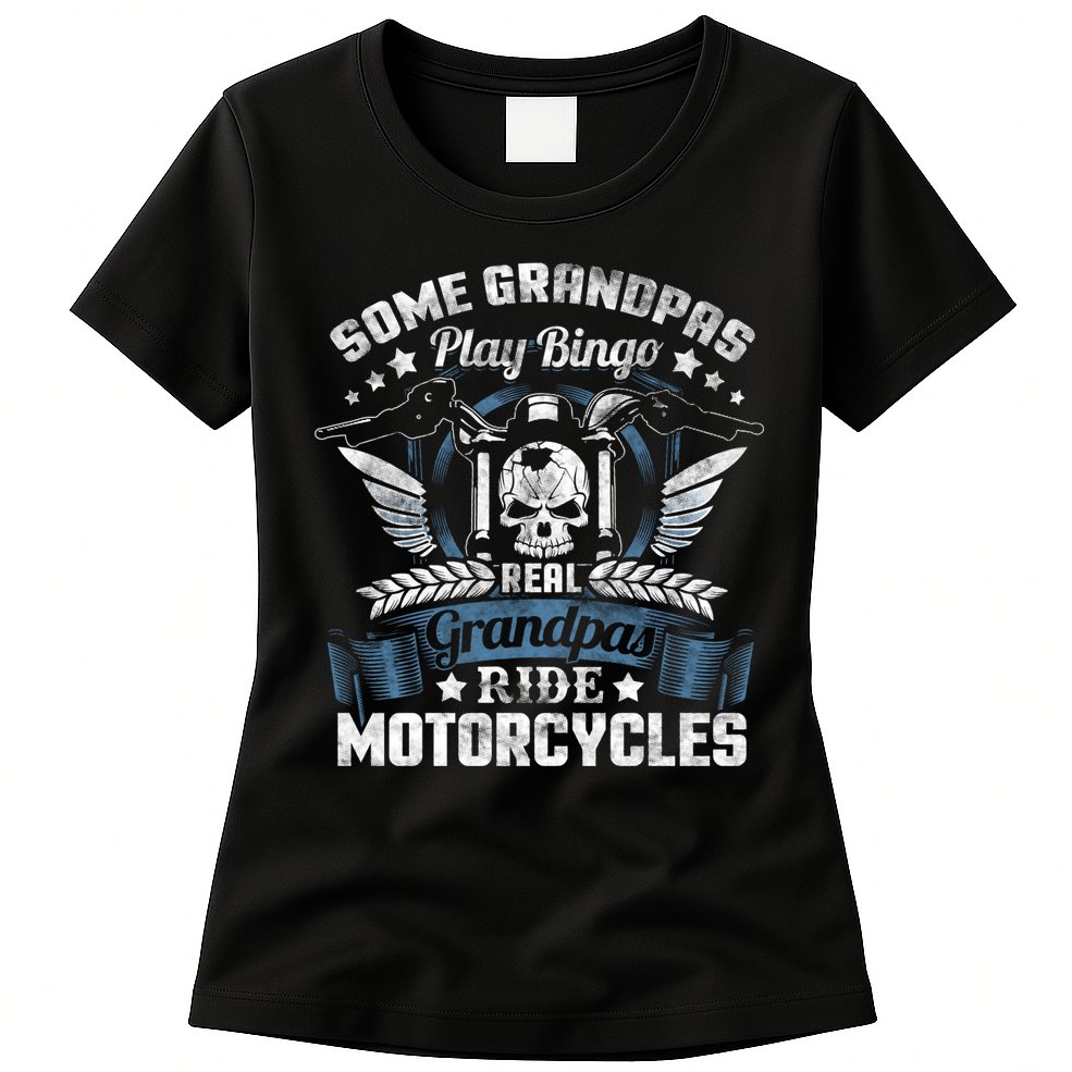 Real Grandpa Motorcycle Biker Gift Womens T-Shirt