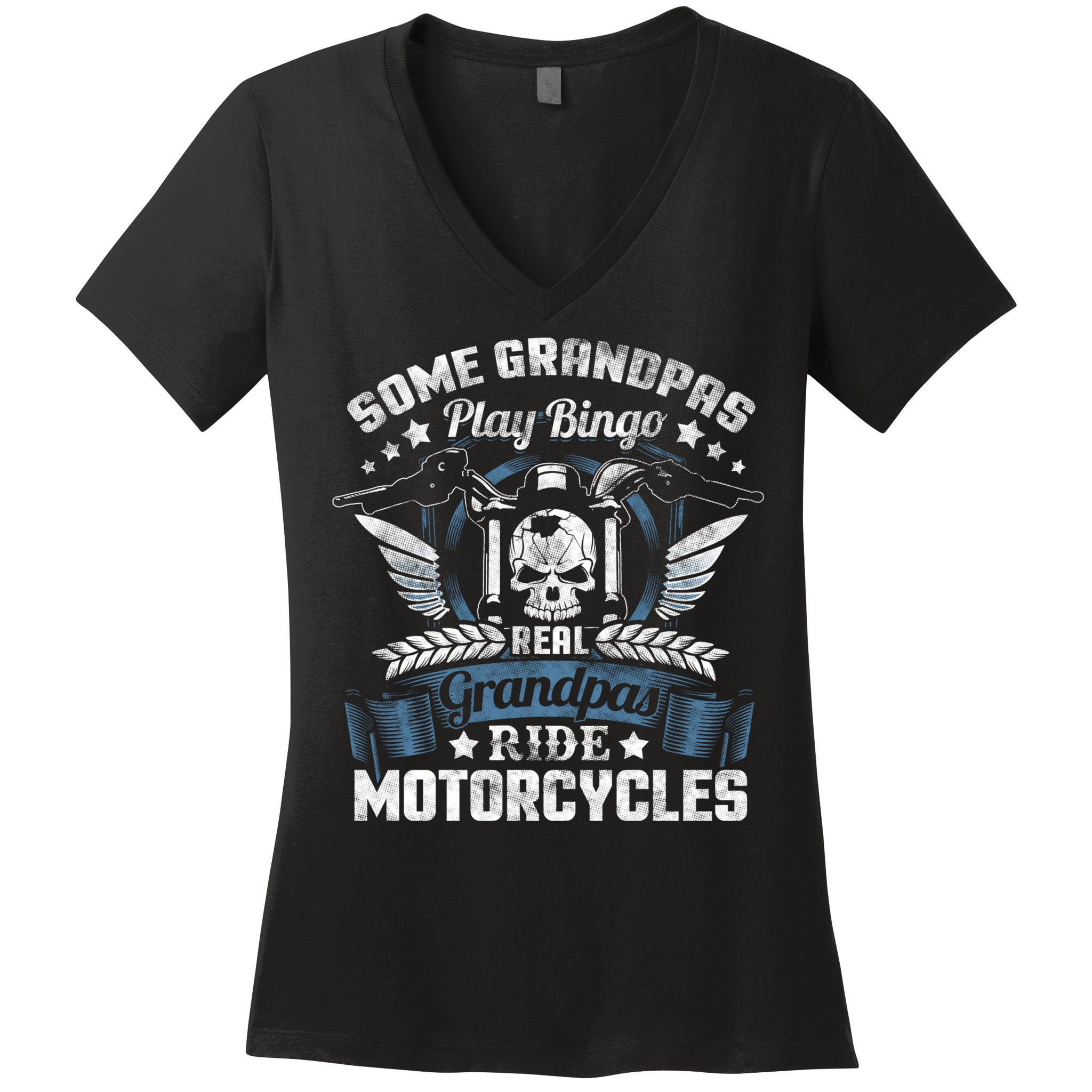 Real Grandpa Motorcycle Biker Gift Women's V-Neck T-Shirt