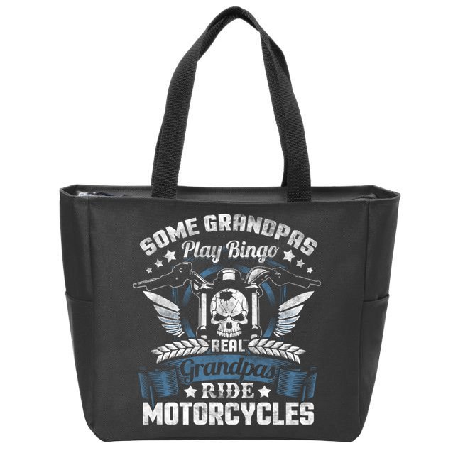 Real Grandpa Motorcycle Biker Gift Zip Tote Bag
