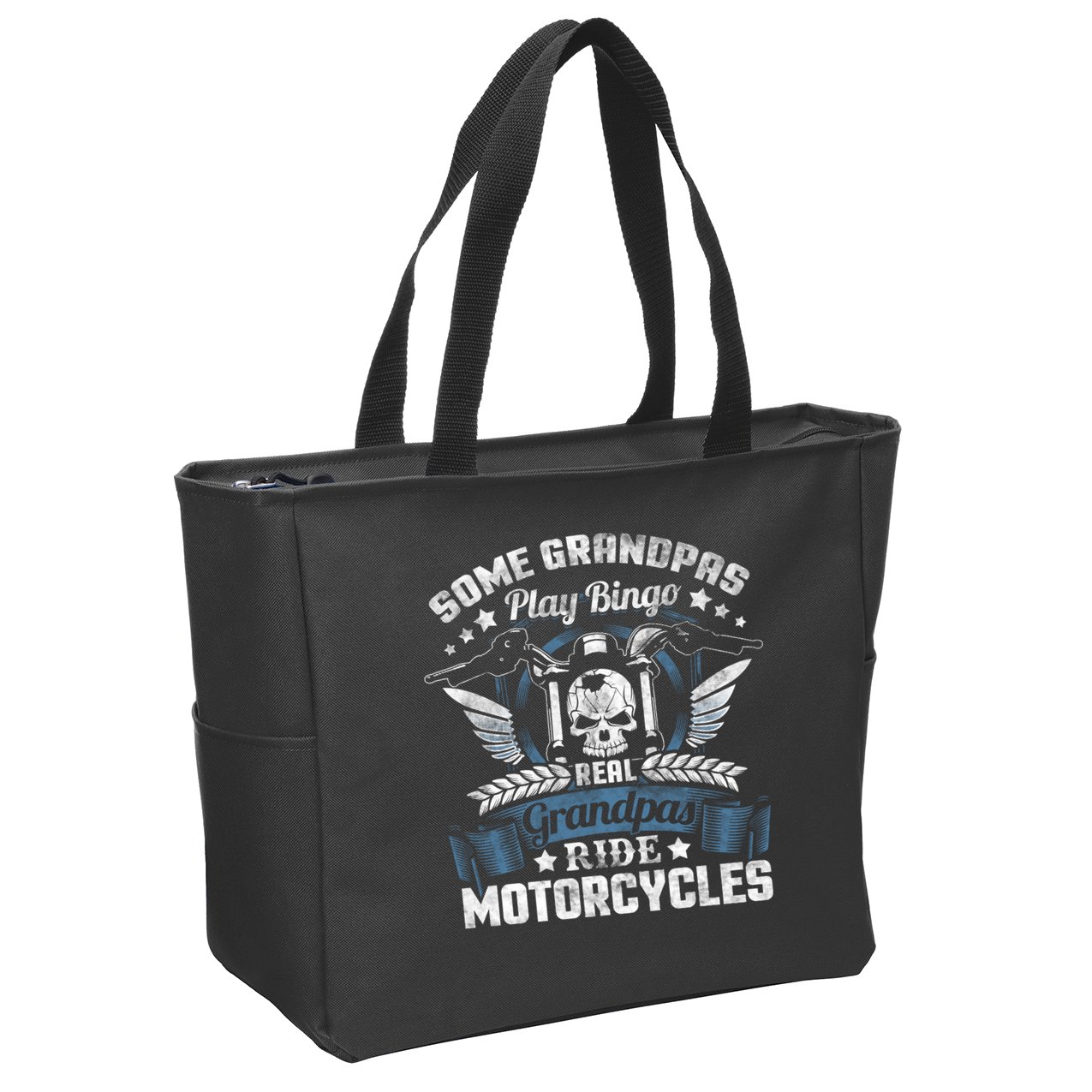 Real Grandpa Motorcycle Biker Gift Zip Tote Bag