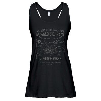 RonaldS Garage Motorcycle Design For The Name Ronald Ladies Essential Flowy Tank