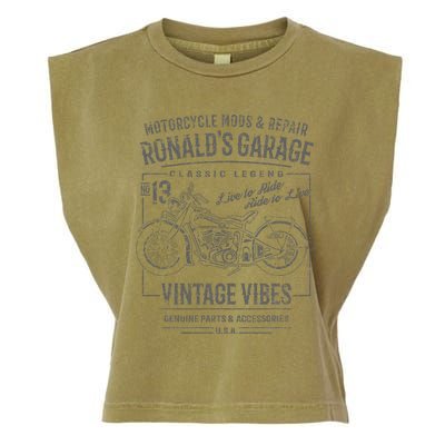 RonaldS Garage Motorcycle Design For The Name Ronald Garment-Dyed Women's Muscle Tee