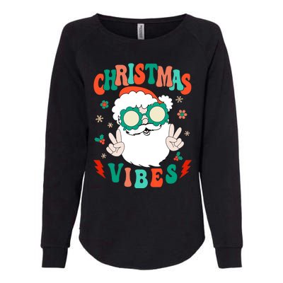 Retro Groovy Merry Christmas Vibes Funny Santa Claus Holiday Womens California Wash Sweatshirt