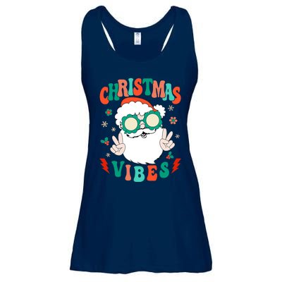 Retro Groovy Merry Christmas Vibes Funny Santa Claus Holiday Ladies Essential Flowy Tank