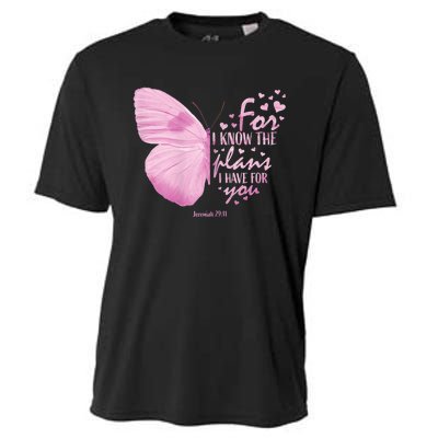 Religious Gifts Mom Women Christian Bible Verse Butterfly Cooling Performance Crew T-Shirt