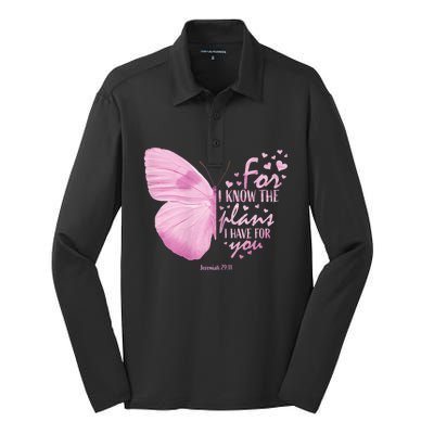 Religious Gifts Mom Women Christian Bible Verse Butterfly Silk Touch Performance Long Sleeve Polo