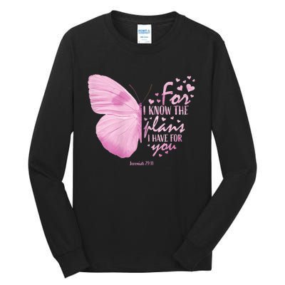 Religious Gifts Mom Women Christian Bible Verse Butterfly Tall Long Sleeve T-Shirt