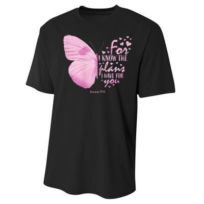 Religious Gifts Mom Women Christian Bible Verse Butterfly Performance Sprint T-Shirt