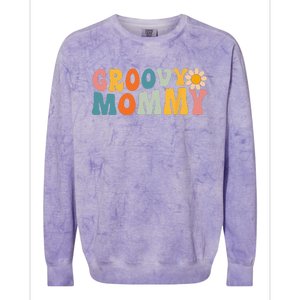 Retro Groovy Mommy Matching Family 1st Birthday Party Colorblast Crewneck Sweatshirt