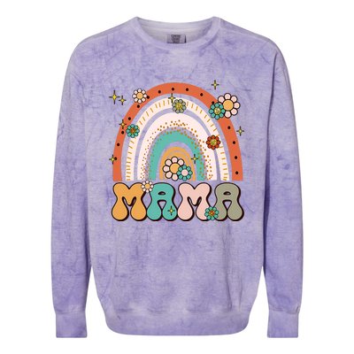 Retro Groovy Mama Matching Family Mother's Day Party Colorblast Crewneck Sweatshirt