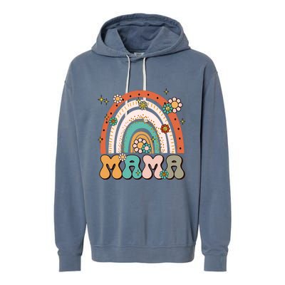 Retro Groovy Mama Matching Family Mother's Day Party Garment-Dyed Fleece Hoodie