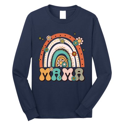 Retro Groovy Mama Matching Family Mother's Day Party Long Sleeve Shirt