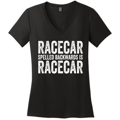 Racecar Gift Mechanic Fast Race Car Racing Funny Cute Gift Women's V-Neck T-Shirt