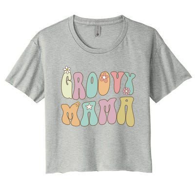 Retro Groovy Mama Birthday Mom Hippie Mothers Day Gift Women's Crop Top Tee