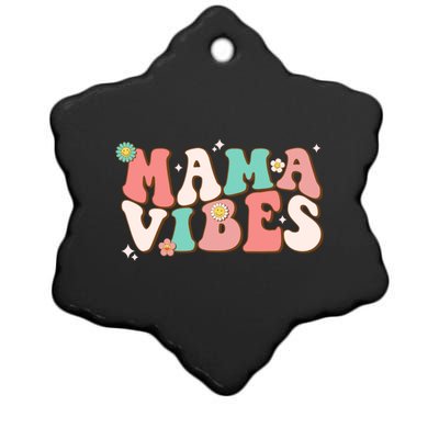 Retro Groovy Mama Vibes Mothers Day Hippie Mommy Trendy Cool Gift Ceramic Star Ornament