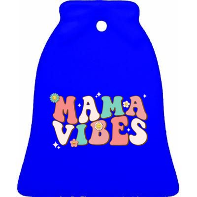 Retro Groovy Mama Vibes Mothers Day Hippie Mommy Trendy Cool Gift Ceramic Bell Ornament