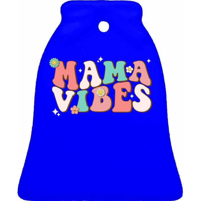 Retro Groovy Mama Vibes Mothers Day Hippie Mommy Trendy Cool Gift Ceramic Bell Ornament