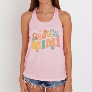 Retro Groovy Mimi Flower Power Hippie Family Groovy Vibes Gift Women's Knotted Racerback Tank