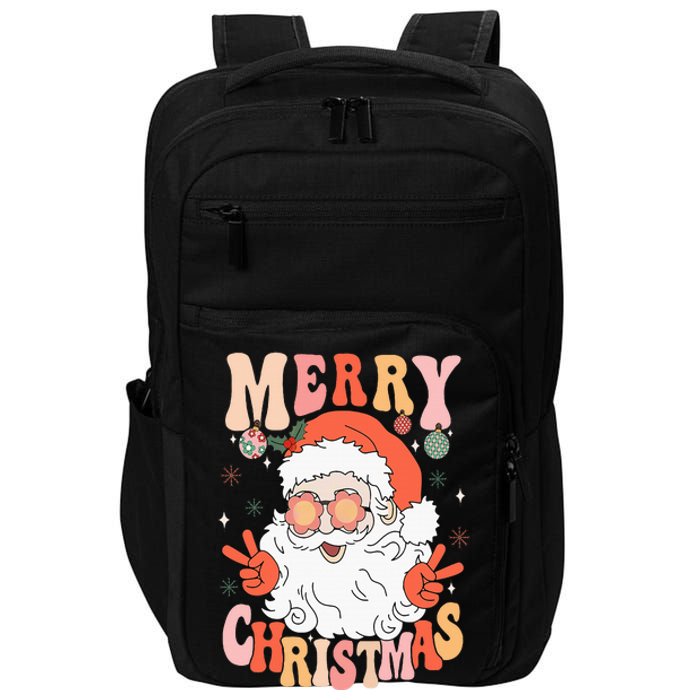 Retro Groovy Merry Christmas Trendy Santa Claus Holiday Impact Tech Backpack