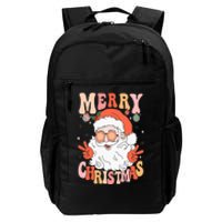 Retro Groovy Merry Christmas Trendy Santa Claus Holiday Daily Commute Backpack