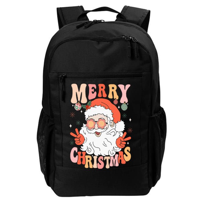 Retro Groovy Merry Christmas Trendy Santa Claus Holiday Daily Commute Backpack