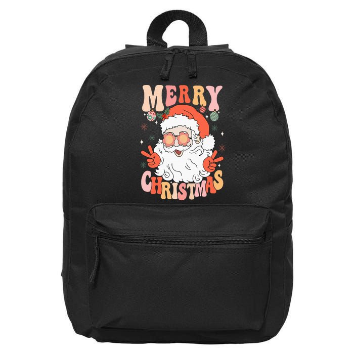 Retro Groovy Merry Christmas Trendy Santa Claus Holiday 16 in Basic Backpack