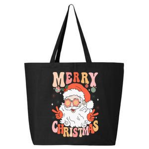 Retro Groovy Merry Christmas Trendy Santa Claus Holiday 25L Jumbo Tote