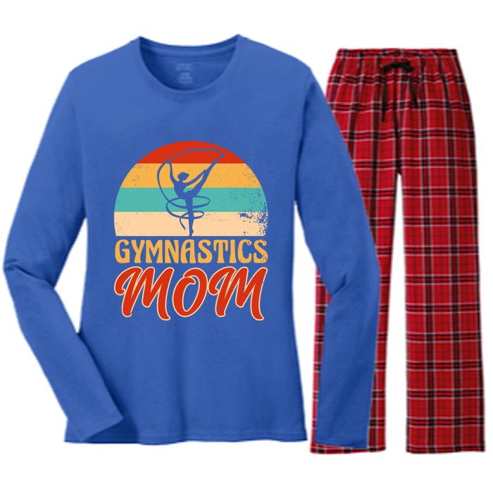 Retro Gymnastics Mom Vintage Artistic Gymnast Acrobatics Cool Gift Women's Long Sleeve Flannel Pajama Set 