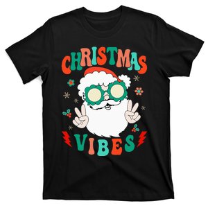 Retro Groovy Merry Christmas Vibes Funny Santa Claus Holiday T-Shirt